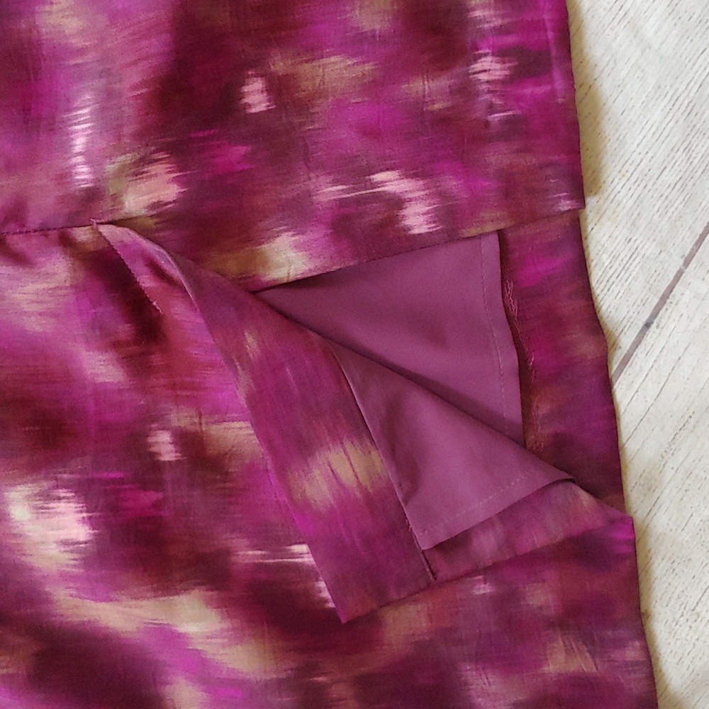 LOFT Pink and Purple Ruffled Dress with Puff Cap Sleeves - Picture 7 of 10
